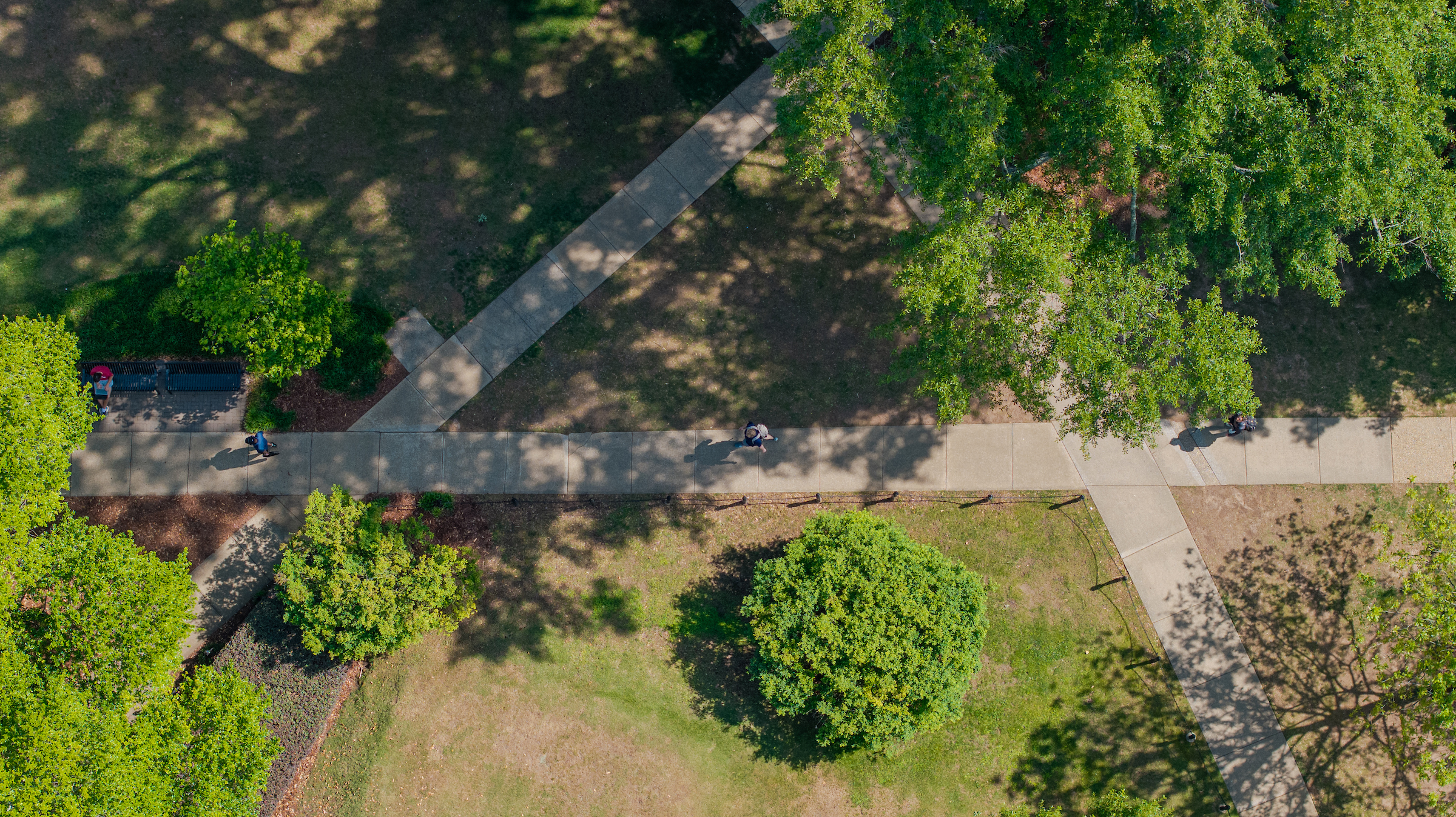 View of the campus of The University of Alabama from a drone.